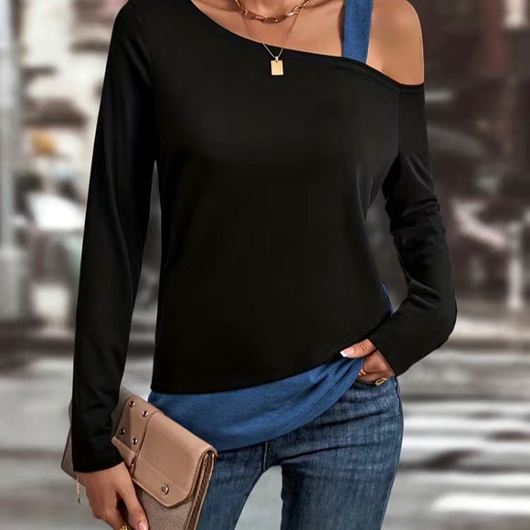 Colorblock Cold Shoulder T-shirt - Picture 3 of 3